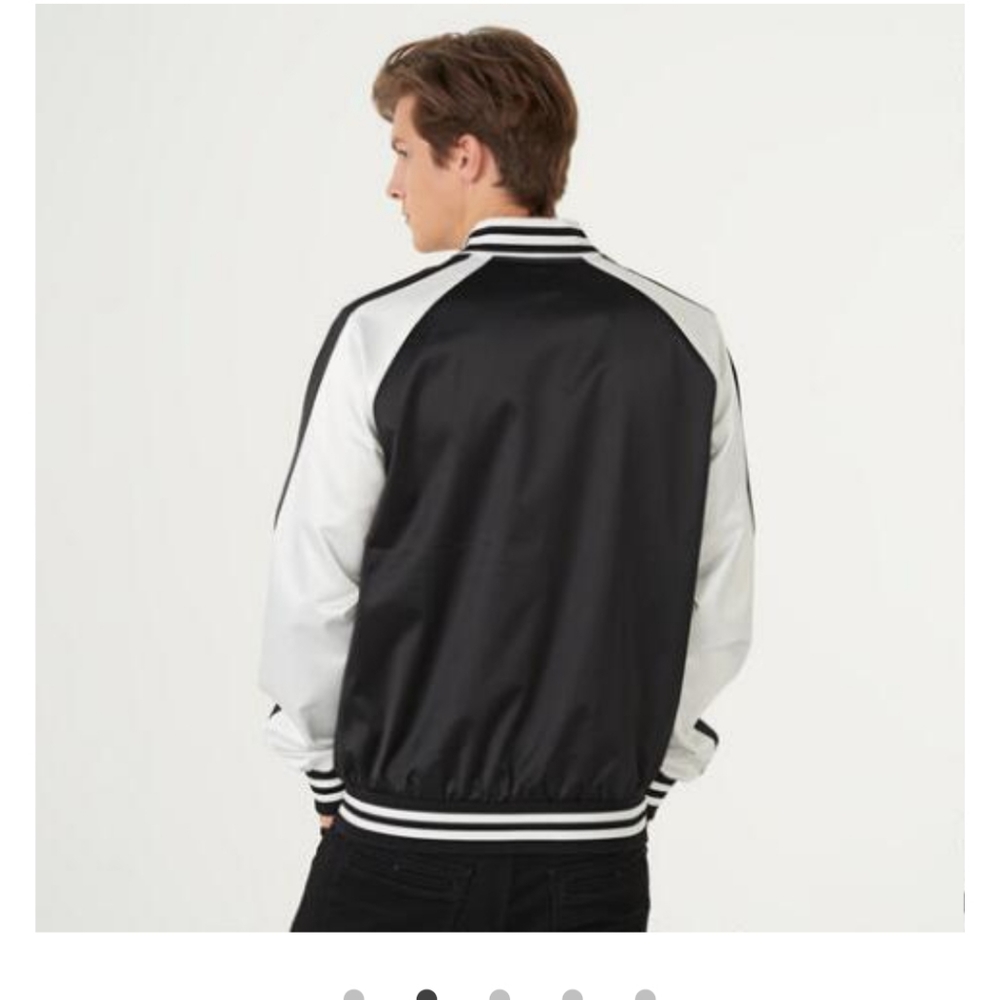 NWT Karl lagerfeld XL,XXL BLACK/WHITE MAN JACKET COLOR BLOCK BOMBER - Picture 2 of 16
